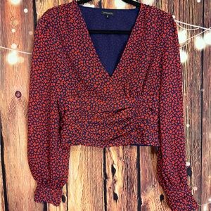 Dynamite Red and Blue Patterned Blouse